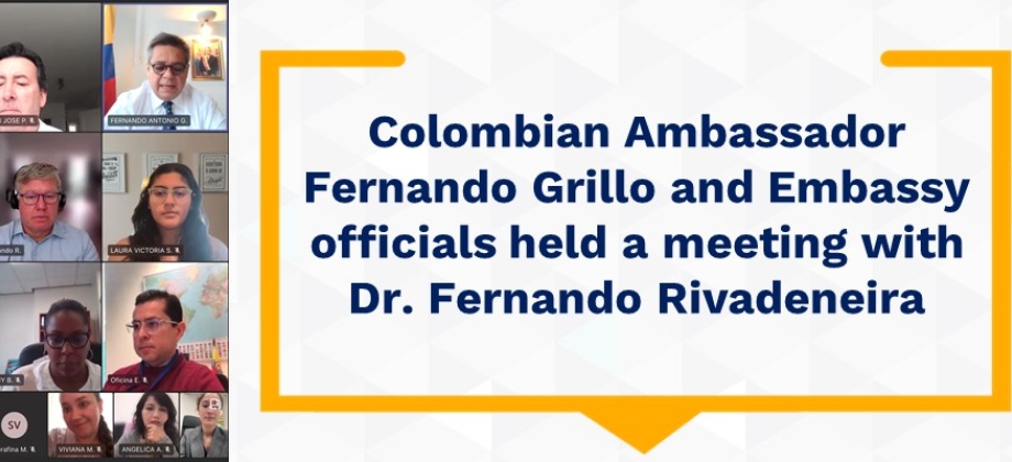 Colombian Ambassador Fernando Grillo and Embassy officials held a meeting with Fernando Rivadeneira