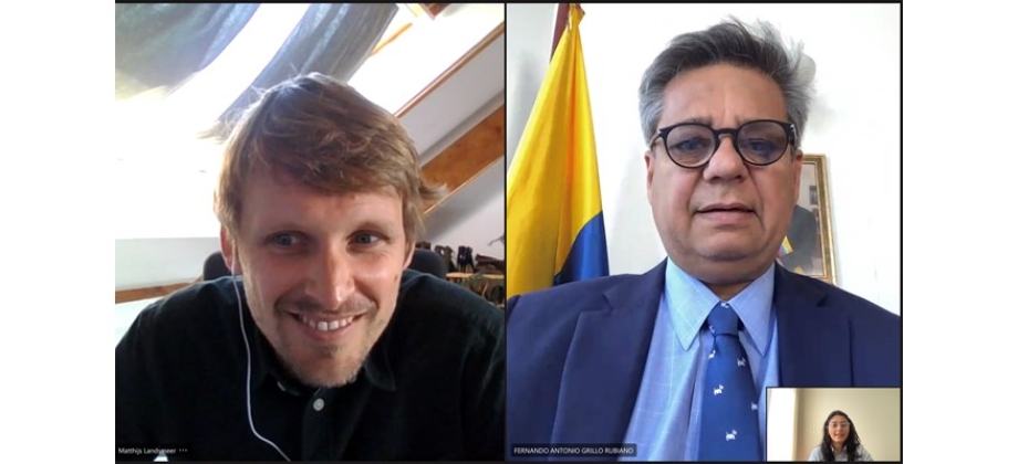 Embajador de Colombia en Países Bajos, Fernando Grillo, dialogó con Matthijs Landsmeer para continuar fortaleciendo los lazos estratégicos 