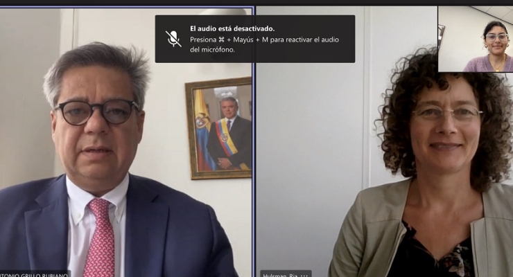 Embajador de Colombia Fernando Grillo dialogó con el representante para América Latina de la Universidad de Wageningen U&R, Ria Hulsman