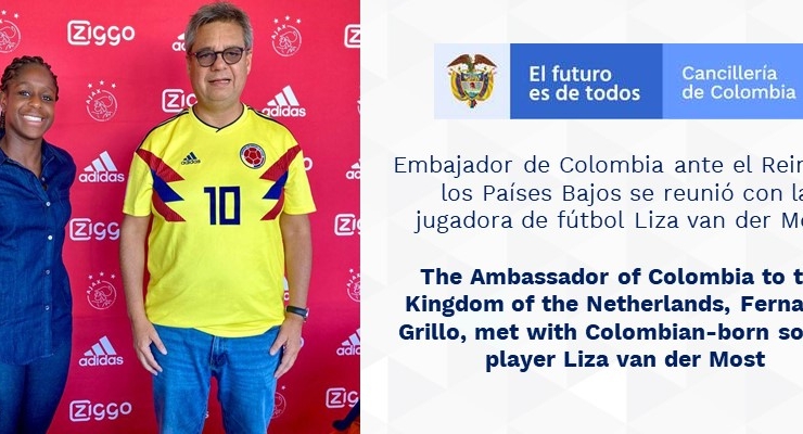 Embajador de Colombia ante el Reino de los Países Bajos se reunió con la jugadora de fútbol Liza van der Most